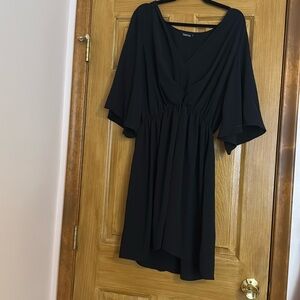 Black midi dress with fun sleeves